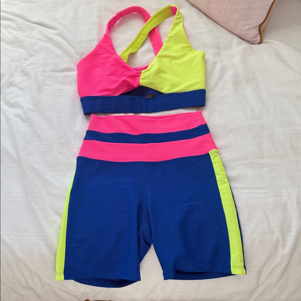 Beach Riot Athletic Set with Pink and Blue